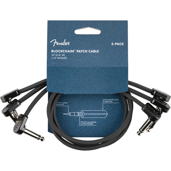 Pack da 3 cavi Patch Fender Blockchain 16", Angled/Angled