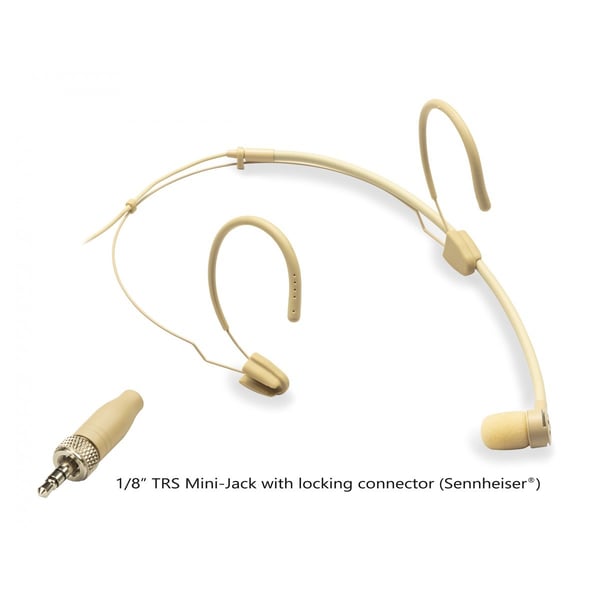SOUNDSATION Mic. ad Archetto Cardioide, mini-Jack TRS da 1/8" con ghiera, Beige (tipo Sennheiser®)