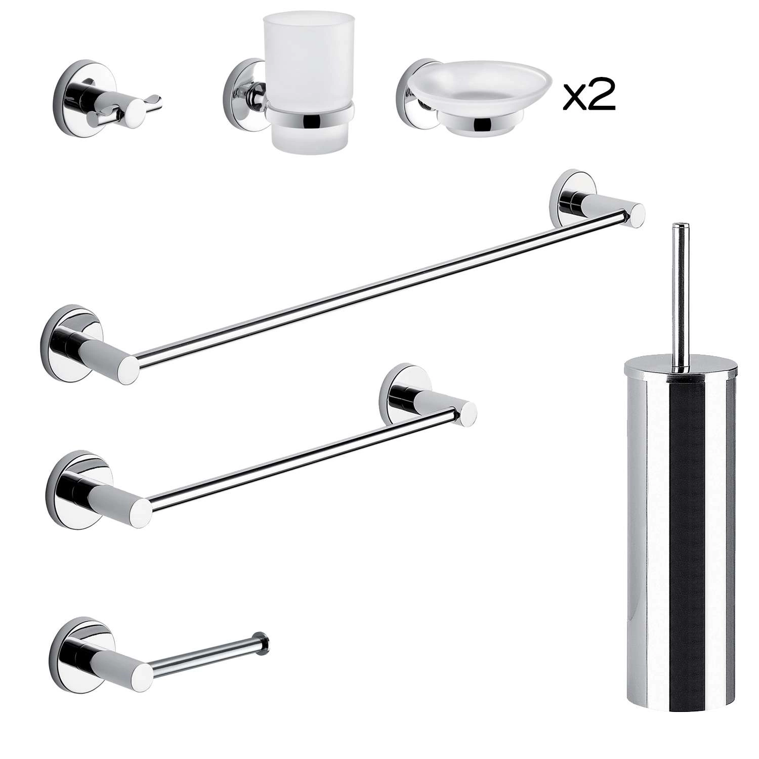 Set 8 pezzi Gedy Felce acciaio inox cromato lucido e contenitori in vetro  satinato