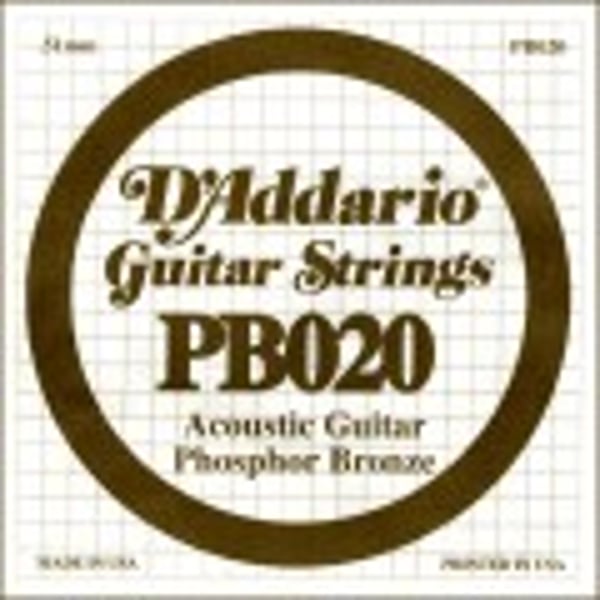 D'ADDARIO Phosphor Bronze Wound Acoustic Guitar Single String, .020. Modello PB020