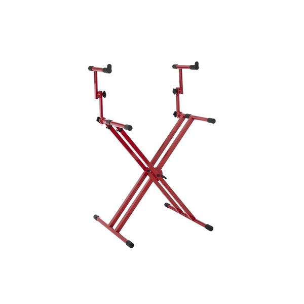 Gator Frameworks GFW-KEY-5100XRED Supporto per tastiera a doppio livello con struttura a "X" in colore rosso<br>