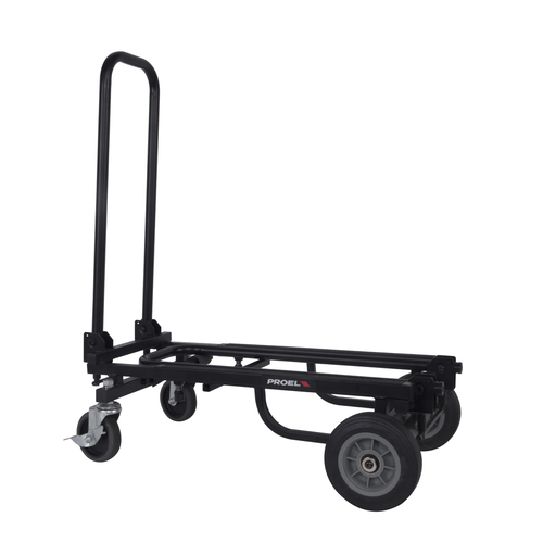 PROEL STAGE Carrello di medie dimensioni, con superficie di carico variabile da un minimo di 585 ad un massimo di 850 mm. Colore nero