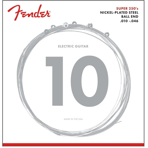 FENDER Muta per chitarra Super 250, acciaio nichelato, Ball End, scalatura 250R .010-.046, (6)