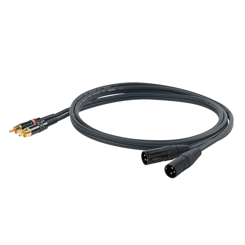 PROEL STAGE Nuovo cavo audio professionale STEREO con connessioni 2 X spina RCA YONGSHENG - 2 x spina volante XLR 3P YONGSHENG. Lunghezza 1.5 m. Colore disponibile: Nero Altre lunghezze disponibili: visualizzare le specifiche tecniche