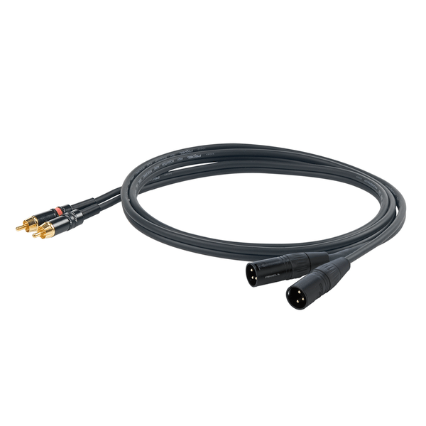 PROEL STAGE Nuovo cavo audio professionale STEREO con connessioni 2 X spina RCA YONGSHENG - 2 x spina volante XLR 3P YONGSHENG. Lunghezza 1.5 m. Colore disponibile: Nero Altre lunghezze disponibili: visualizzare le specifiche tecniche