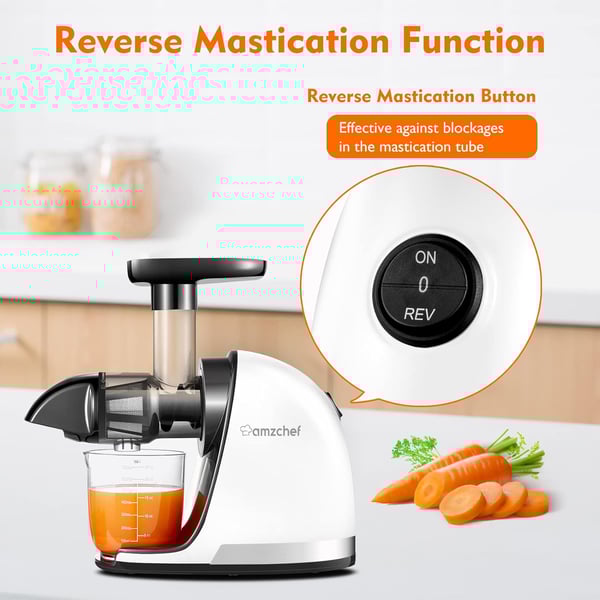 Estrattore Di Succo Muchen A Freddo - Senza BPA, Include 2 Tazze E Spazzola, Estrazione Lenta Per Massimi Nutrienti - Foto 8
