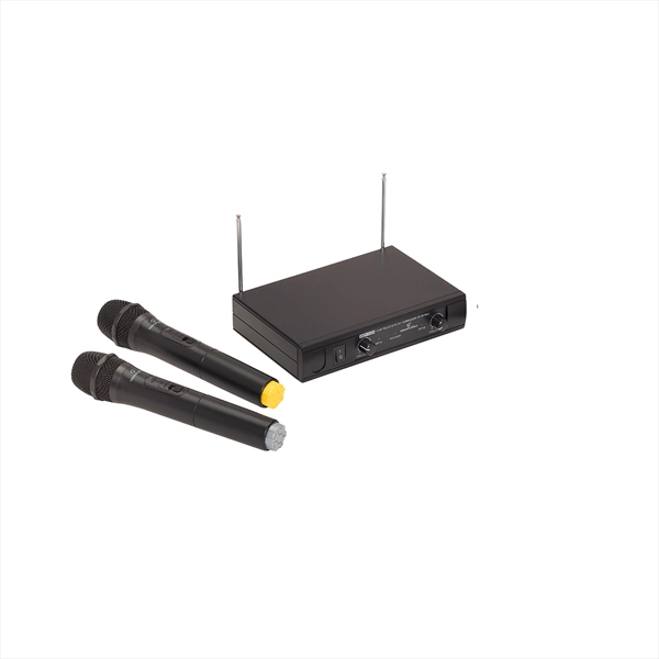 SOUNDSATION Radiomicrofono VHF Doppio Plug and Play con 2 Mic. Palmari (205.75 MHz - 209.8 MHz)