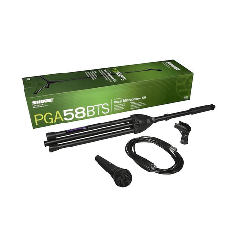 SHURE CENTRE SHURE PGA58BTS KIT MICROFONO VOCE PGA58 + CAVO XLR MASCHIO XLR FEMMINA 4,5MT + ASTA MICROFONICA BUNDLE