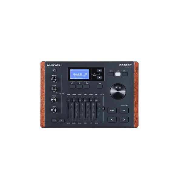 MEDELI Batteria elettronica compatta ed elegante con tecnologia "PURE DRUM" e composta da Snare, 3 Tom e kick trigger tutti con Mesh Head.
