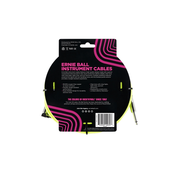 Ernie Ball 6085 Cavo Braided Neon Yellow 5,49 m