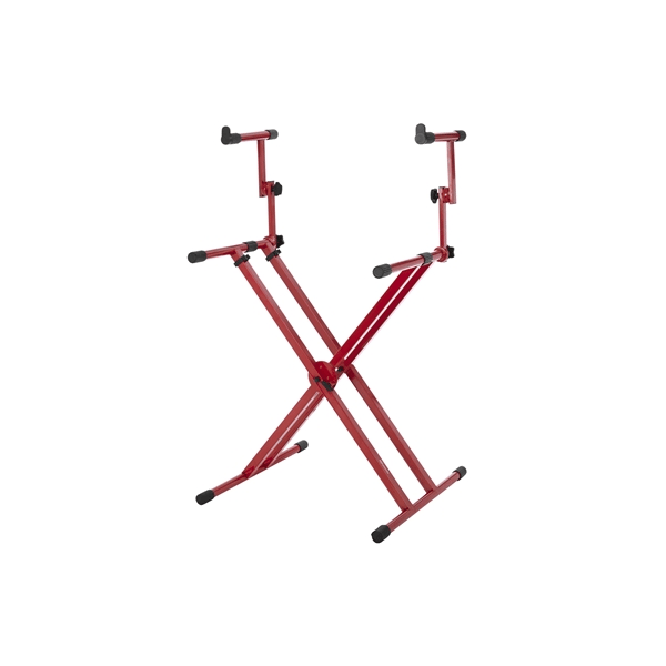 Gator Frameworks GFW-KEY-5100XRED Supporto per tastiera a doppio livello con struttura a "X" in colore rosso<br>