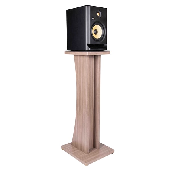 Gator Frameworks GFW-ELITESPKSTMN-GRY Coppia di supporti per monitor da studio in legno con finitura grigia Driftwood<br>