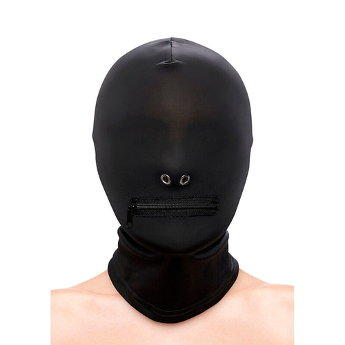 NS NOVELTIES - FETISH &amp; FASHION CLOSED ZIPPERED MOUTH HOOD NYLON BLACK