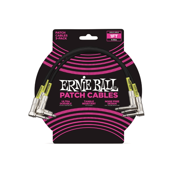 Ernie Ball 6075 Cavo Patch Black 30 cm 3 pz