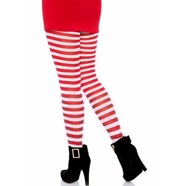 LEG AVENUE - GESTREIFTE STRUMPFHOSE WEISS/ROT