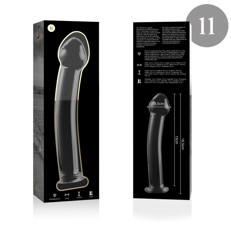 NEBULA SERIES BY IBIZA™ - MODELLO 11 DILDO IN VETRO BOROSILICATO 16 X 3 CM  TRASPARENTE