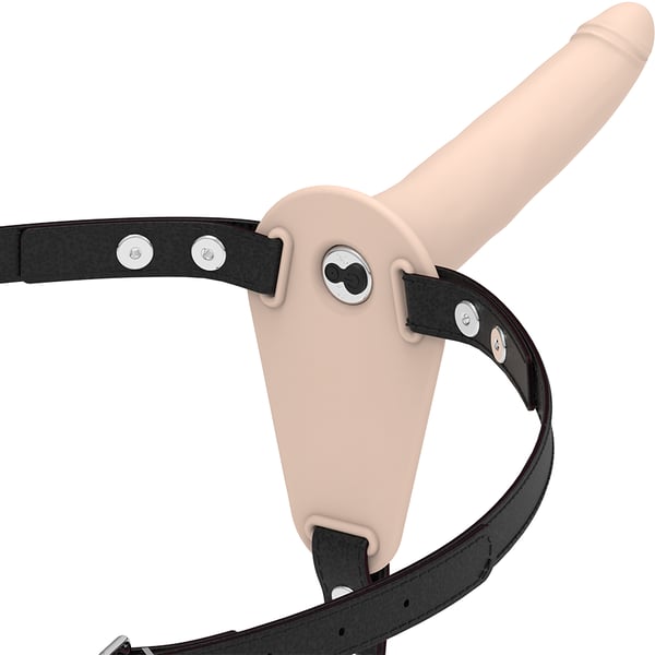 FETISH SUBMISSIVE HARNESS - FLESH SILICONE VIBRATOR 15 CM
