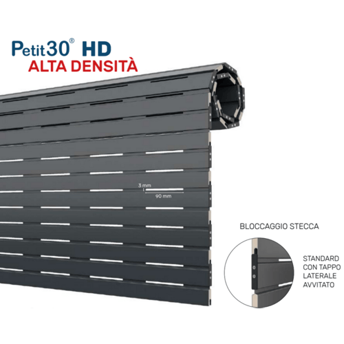 Tapparelle Alluminio Coibentato Alta Densità Foro Largo Stecche Piatte 8.5x60 Petit30 HD