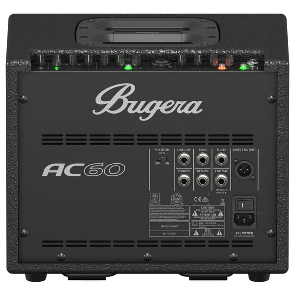 BUGERA AC60 AMPLIFICATORE COMBO PORTATIEL 60 WATT PER STRUMENTI ACUSTICI E VOCE CONO TURBOSOUND + EFFETTI KLARK TEKNIK