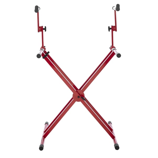 Gator Frameworks GFW-KEY-5100XRED Supporto per tastiera a doppio livello con struttura a "X" in colore rosso<br>