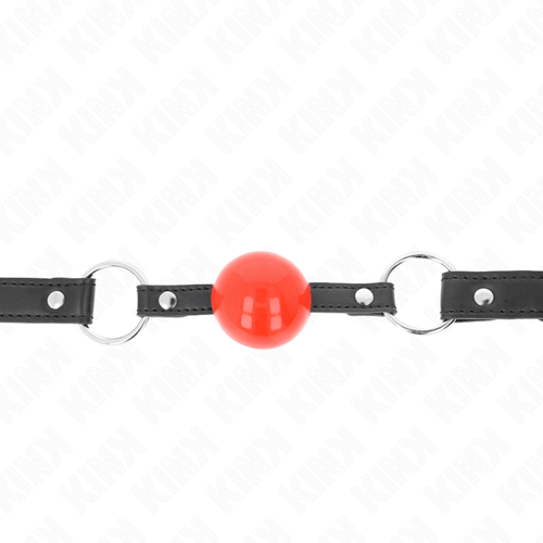 KINK COLLAR & GAG KINK - BALL 4 CM GAG CON SERRATURA SFERA ROSSA CINTURINO NERO 60 x 2 CM