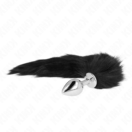 KINK PLEASURE PLUGS KINK - PLUG ANALE MISURA M 8 X 3,5 CM CON CODA SINTETICA 40 CM NERO