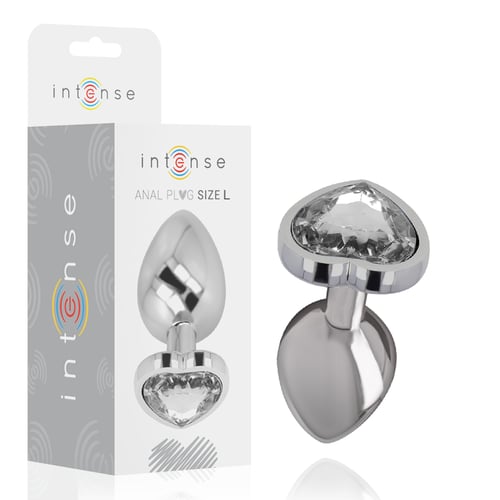 INTENSE - PLUG ANALE IN METALLO ALLUMINIO CUORE BIANCO TAGLIA L