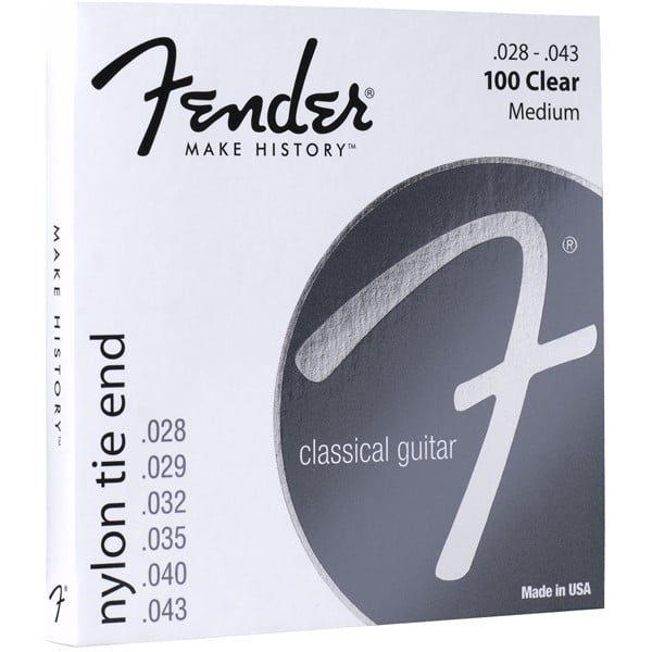 FENDER Muta chitarra classica, 100 trasparente / argento, Tie End, scalatura .028-.043, (6). Modello 0730100400