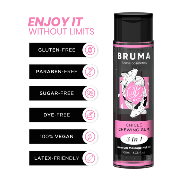 BRUMA - HUILE DE MASSAGE PREMIUM EFFET CHALEUR SAVEUR GOMME 3 EN 1