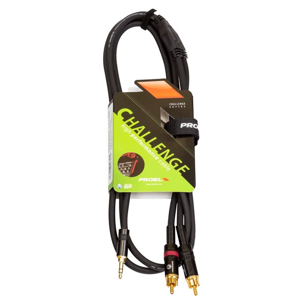 PROEL STAGE Cavo audio professionale 'Y' con connessioni spina jack Stereo 3.5mm YongSheng - 2 x RCA Maschio YongSheng. Colore disponibile: BK