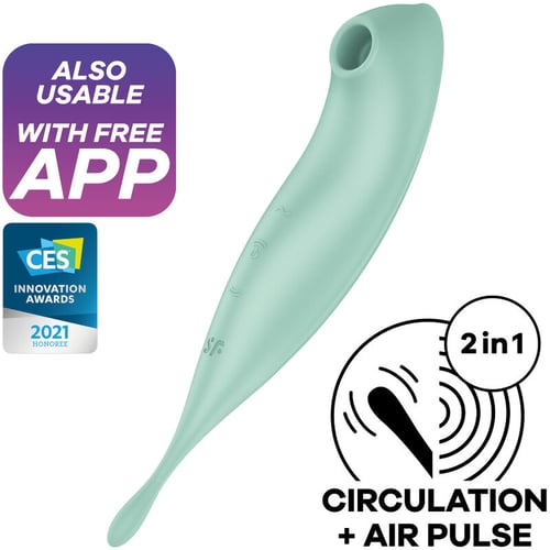 SATISFYER TWIRLING PRO+ AIR PULSE STIMULATOR & VIBRATOR APP - VERT