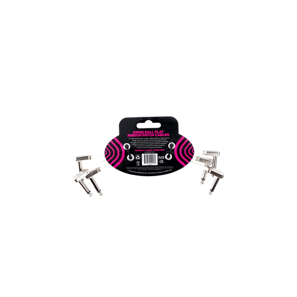 Ernie Ball 6385 Flat Ribbon Patch Cable White 15.24cm 3Pk