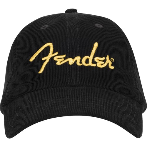 Capello Fender® Gold Spaghetti Logo Corduroy Baseball Hat, Black, Taglia unica