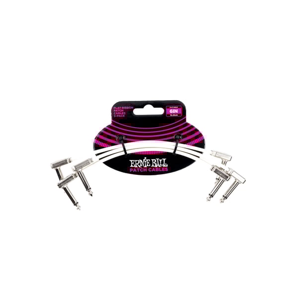 Ernie Ball 6385 Flat Ribbon Patch Cable White 15.24cm 3Pk