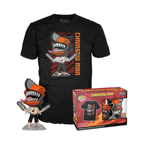 Chainsaw Man POP! &amp; Tee Vinyl Figur &amp; T-Shirt Set Chainsaw Man Leaping Größe XL