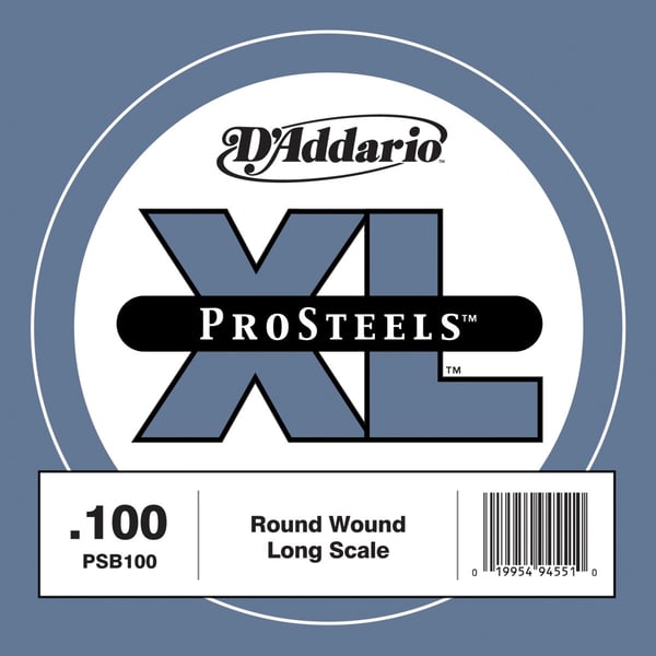 D'ADDARIO ProSteels Bass Guitar Single String, Long Scale, .100. Modello PSB100