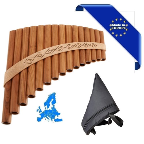 HORA FLAUTO DI PAN SOLIST CONTRALTO IN SOL MADE IN EUROPE + BORSA 15 CANNE SOL1-SOL3 IN ACERO FORMA CURVA ORNAMENTO INTAGLIATO
