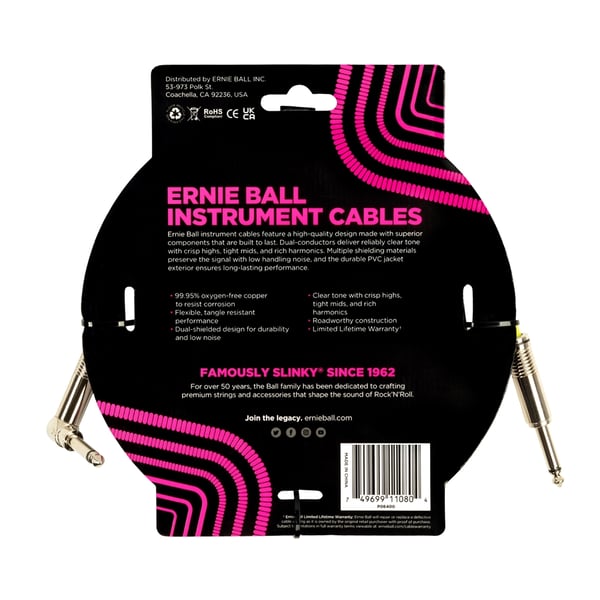 Ernie Ball Angolo dritto in PVC 4.5m da 6400