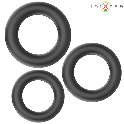 INTENSE COUPLES TOYS INTENSE - HUGH 3 ANELLI PER PENE IN SILICONE BASIC NERI