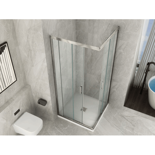 Box Doccia Trasparente 6MM Apertura Angolare Doppio Scorrevole H190