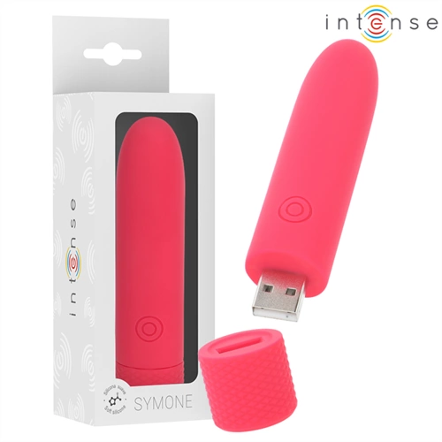 INTENSE FUN INTENSE - SYMONE PROIETTILE VIBRANTE RICARICABILE USB 8 VIBRAZIONI ROSSO 10 X 2,2 CM
