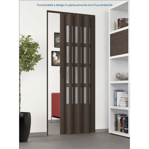 Porta a Soffietto in Kit Fai da Te Linea Stampato con Vetri. Misure Standard cm L 82 x H 220