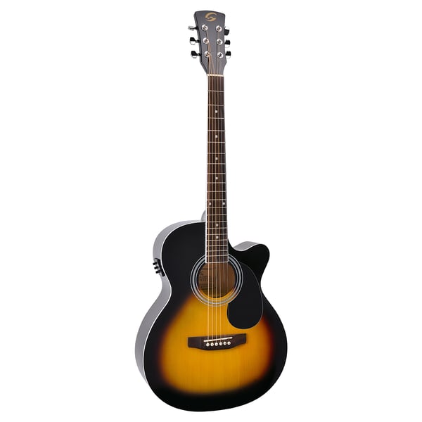 SOUNDSATION Chitarra acustica mini jumbo cutaway con top in abete e preamp. Modello YELLOWSTONE-MJCE-SB