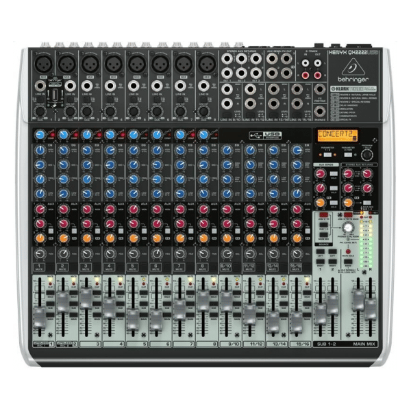 BEHRINGER XENYX QX2222-USB MIXER USB 22 INGRESSI 8 COMPRESSORI 2 BUS EFFETTI KLARK TEKNIK WIRELESS READY +48V