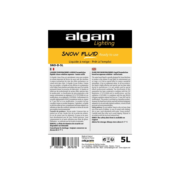 Algam Lighting SNO-D-5L Liquido Neve Pronto all'Uso 5L
