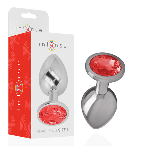 INTENSE ANAL TOYS INTENSE - PLUG ANALE IN METALLO ALLUMINIO CON CRISTALLO ROSSO MISURA L