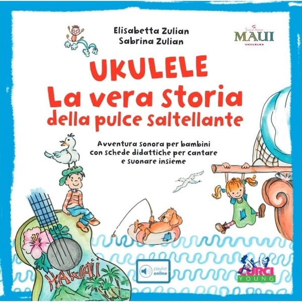 SOUNDSATION Ukulele MAUI SUNNY con borsa e libro educativo CURCI per bambini. Modello 10-LI Book