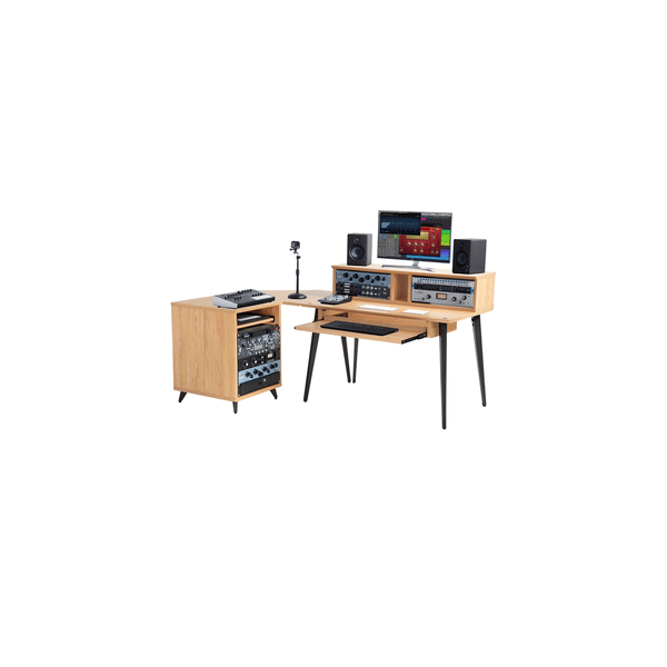 Gator Frameworks GFW-ELITEDESK-MPL Scrivania workstation Elite in acero naturale opaco per studi di registrazione e content creator<br>