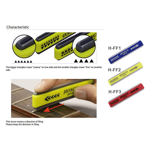 Hosco Japan Lima per coronatura tasti chitarra, piccola, R 1mm