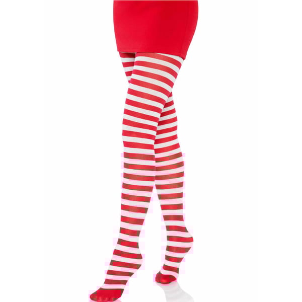 LEG AVENUE - GESTREIFTE STRUMPFHOSE WEISS/ROT